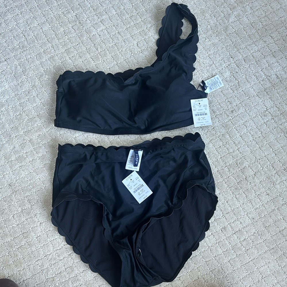 J. Crew Black Scalloped Bikini Set